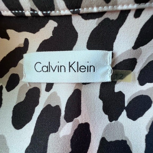 Calvin Klein Animal Print Sleeveless Belted Snap Front Dress Women’s Size 12 - Picture 12 of 13